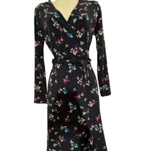 Banana Republic Factory Navy Floral Wrap Long Sleeve Dress Size Small NWT
